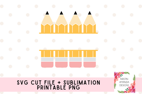 Teacher Pencil Monogram Frame SVG Cut File and PNG • Cricut • Silhouette