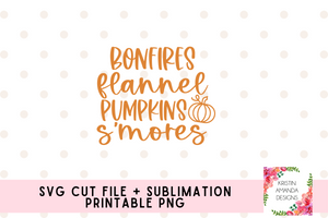 Bonfire Flannel Pumpkin S'mores Fall SVG Cut File and PNG • Cricut • Silhouette
