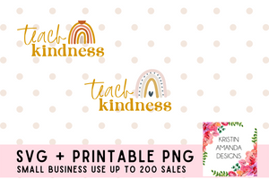 Teach Kindness Teacher Rainbow 100th Day of School SVG Bundle Cut File and Printable PNG • Cricut • Silhouette