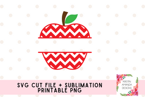 Chevron Apple Monogram Frame SVG Cut File and PNG • Cricut • Silhouette