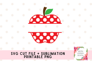Polka Dot Apple Monogram Frame SVG Cut File and PNG • Cricut • Silhouette