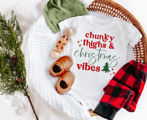 Chunky Thighs Christmas Vibes Merry Christmas SVG Cut File and Printable PNG • Cricut • Silhouette