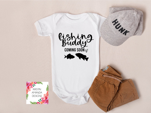 Fishing Buddy Coming Soon Newborn Pregnancy Announcement SVG Cut File and Printable Sublimation PNG