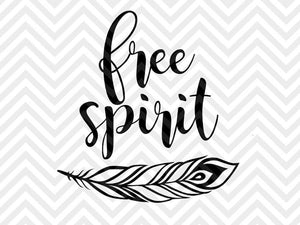 Free Spirit Feather SVG and DXF Cut File • PNG • Vector • Calligraphy • Download File • Cricut • Silhouette - Kristin Amanda Designs