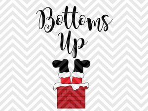 Bottoms Up Wine Santa Christmas SVG and DXF Cut File • PNG • Vector • Calligraphy • Download File • Cricut • Silhouette - Kristin Amanda Designs