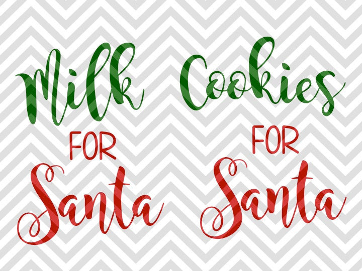 Milk for Santa Cookies Christmas SVG and DXF Cut File • PNG • Vector • Calligraphy • Download File • Cricut • Silhouette - Kristin Amanda Designs