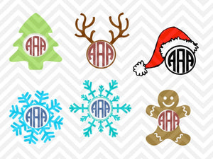 Christmas Monogram Bundle (Letters Not Included)  SVG and DXF Cut File • PNG • Vector • Calligraphy • Download File • Cricut • Silhouette - Kristin Amanda Designs
