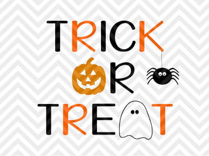 Trick or Treat Halloween Pumpkin Ghost SVG and DXF Cut File • Png • Download File • Cricut • Silhouette - Kristin Amanda Designs