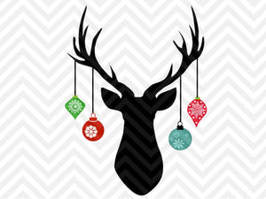 Christmas Deer Antler Hanging Ornaments  SVG and DXF Cut File • Png • Download File • Cricut • Silhouette - Kristin Amanda Designs