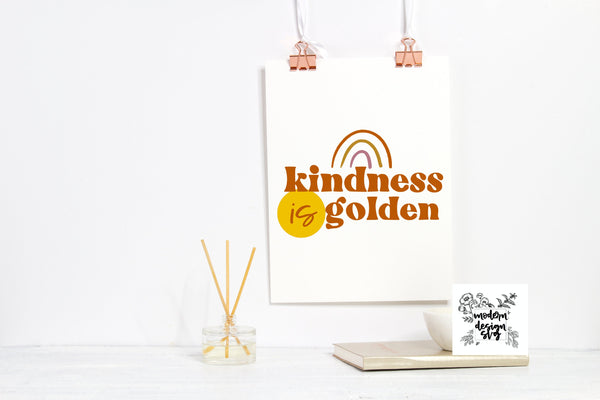 Kindness is Golden Boho Vintage Spring Easter SVG Cut File DXF Printable PNG Silhouette CricutSublimation