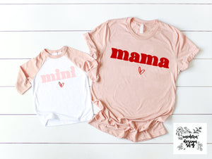 Valentine's Day Mama Mini Loved Mama Mother Son Mother Daughter Shirts Bundle SVG Cut File DXF Printable PNG Silhouette CricutSublimation