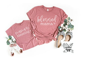 Blessed Mama Mama's Blessing Little Thing Mom Daughter Matching Spring Summer SVG Cut File DXF Printable PNG Silhouette Cricut Sublimation