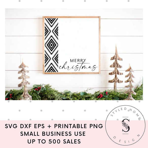 Aztec Modern Farmhouse Christmas Sign Let's Get Elfed Up Bottoms Up Christmas Wine Svg DXF EPS PNG Cut File • Cricut • SilhouetteSublimation