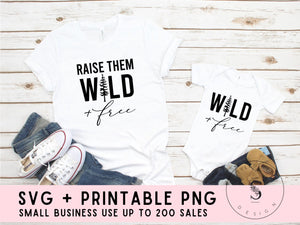 Wild and Free It's the Little Things in Life Mom Daughter Matching SVG Cut File + Printable PNG Silhouette Cricut Sublimation