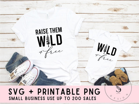 Wild and Free It's the Little Things in Life Mom Daughter Matching SVG Cut File + Printable PNG Silhouette Cricut Sublimation