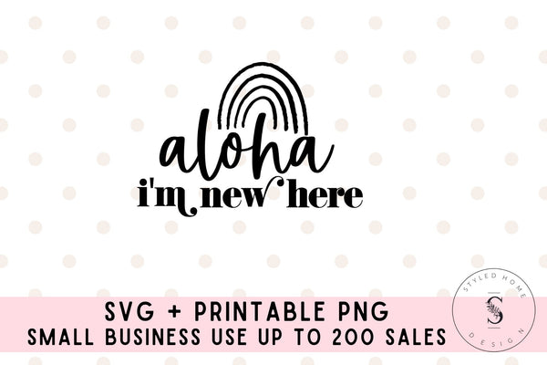 Aloha I'm New Here Here Comes the Sun Retro Boho Vintage Spring Easter SVG Cut File DXF Printable PNG Silhouette CricutSublimation