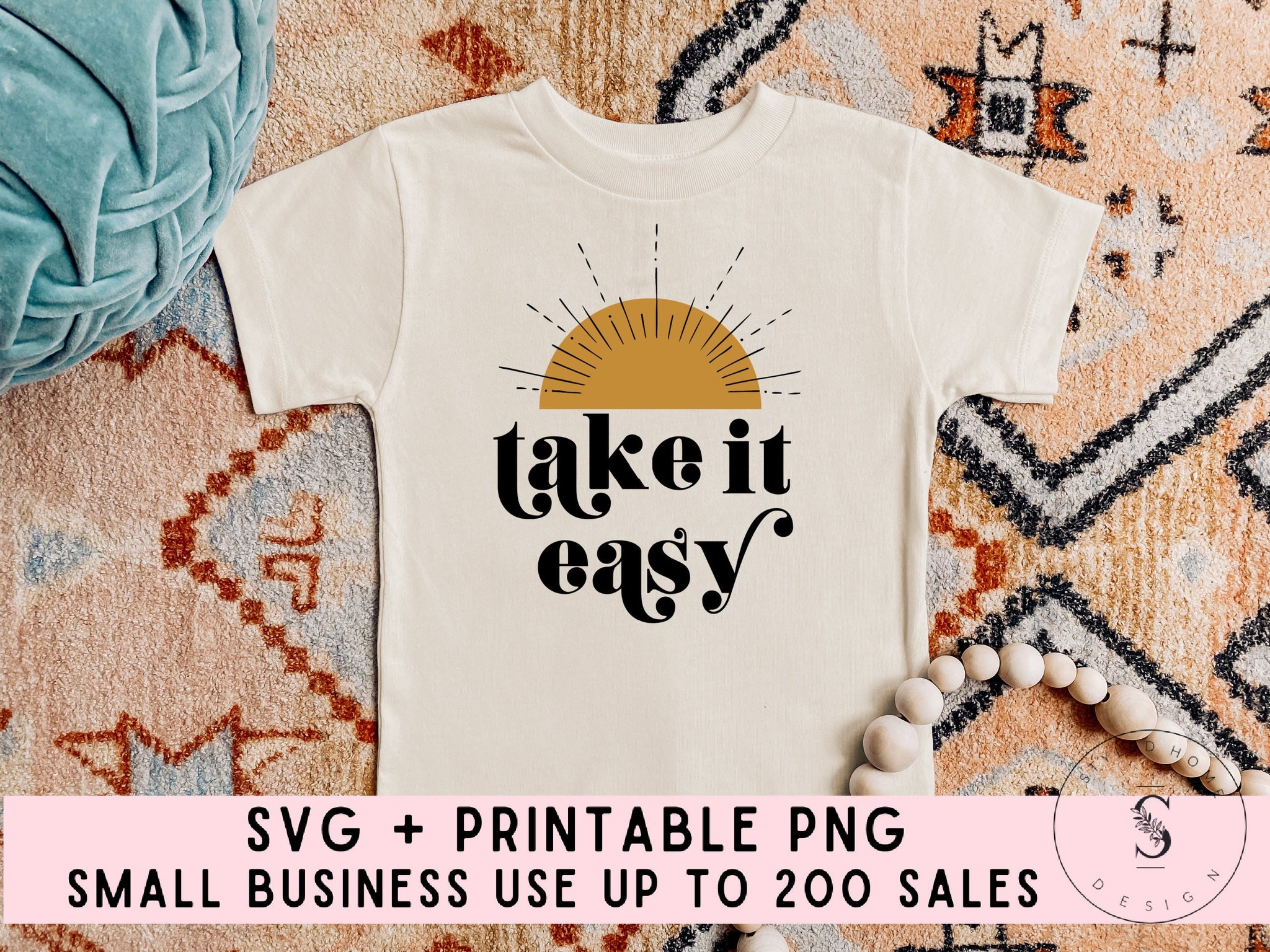 Take it Easy, Sunny Days Ahead, Summer Boho Vintage Spring, Retro SVG Cut File DXF Printable PNG Silhouette CricutSublimation