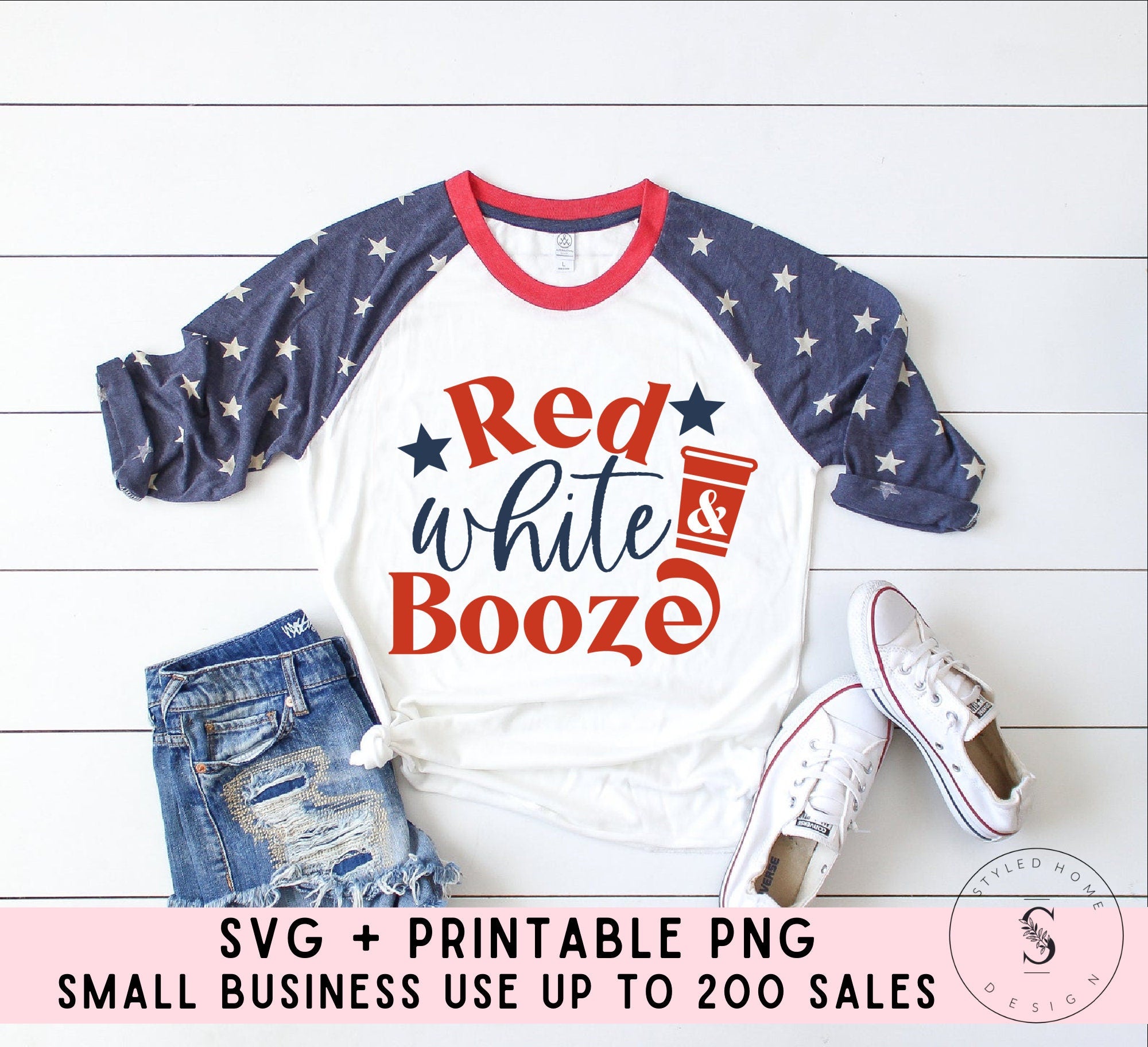 Red White and Booze Fourth of July Good Days Ahead Sunny Days Dreamer Retro Boho Rainbow Printable PNG Sublimation Design Cricut Sticker