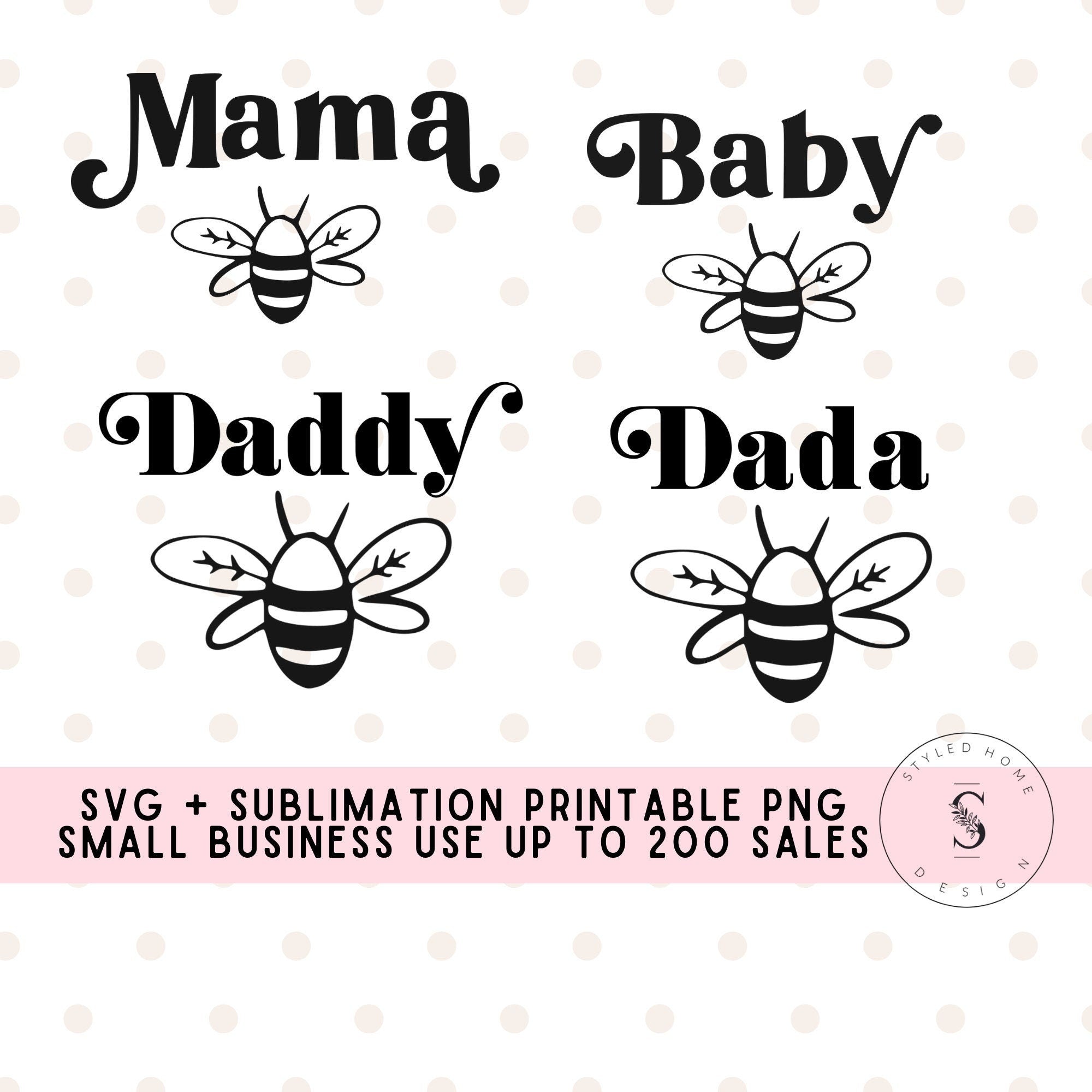 Mama Bee Baby Bee Bundle Mama's Main Squeeze Lemon Newborn SVG Cut File DXF Printable PNG Silhouette CricutSublimation