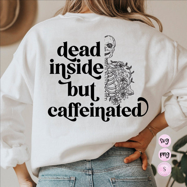 Dead Inside But Caffeinated Dancing Skeleton Png, Hello Pumpkin, Fall Pumpkin Spice Coffee Retro, Printable PNG, Sublimation Design