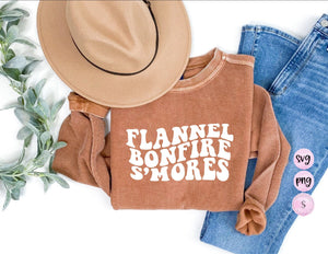 Flannel Bonfire S'mores SVG, Sweater Weather, Thankful, Pumpkin Spice Coffee Retro Cozy Autumn Printable SVG and PNG Sublimation Design