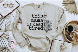 This Mama is Dead Tired, Dead Inside But Caffeinated Dancing Skeleton Png, Fall Pumpkin Spice Coffee, Printable PNG, Sublimation Design