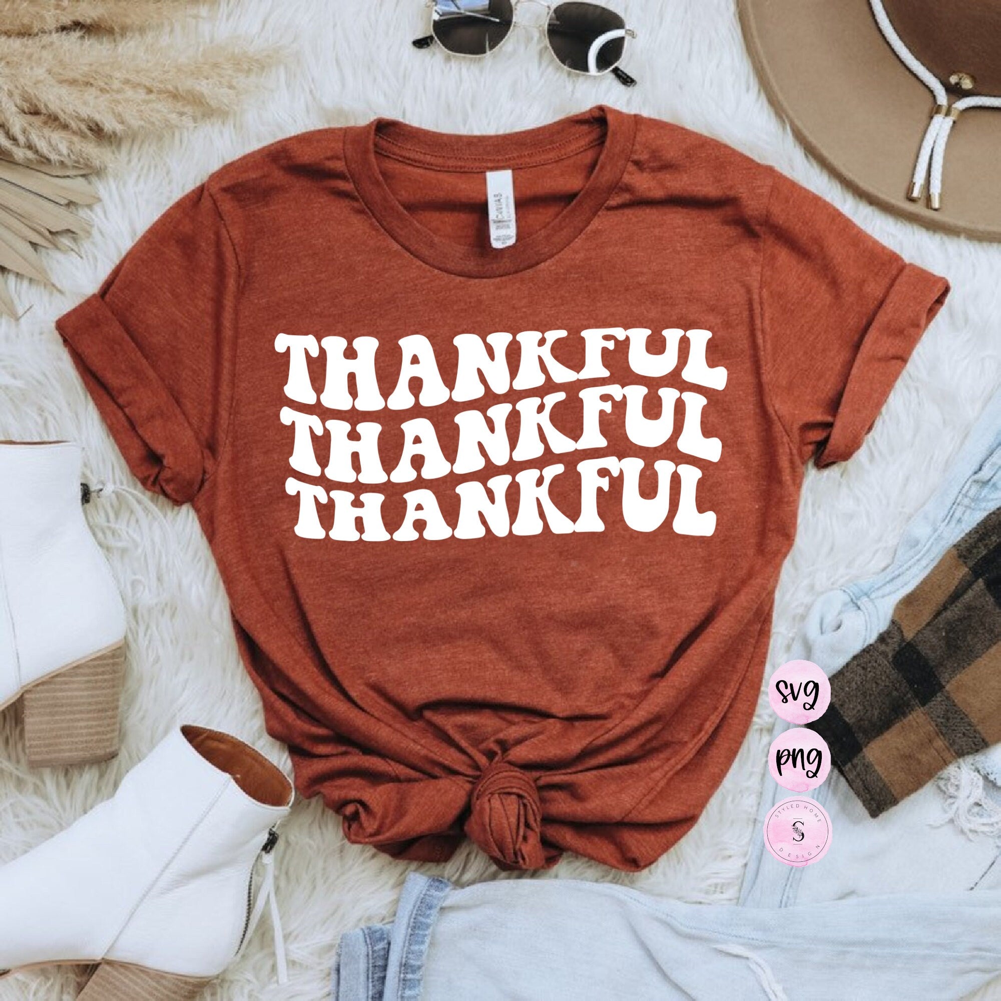 Thankful, Gobble, Give Thanks Fall Thanksgiving Halloween Pumpkin Retro SVG Cut File Printable PNG Silhouette Cricut Sublimation