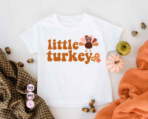 Little Turkey, Rolls are Homemade, Gobble Y'all, Give Thanks Fall Thanksgiving Pumpkin Retro SVG Cut File, Printable PNG Cricut Sublimation