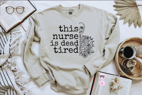 This Nurse is Dead Tired, Dead Inside But Caffeinated Dancing Skeleton Png, Fall Pumpkin Spice Coffee, Printable PNG, Sublimation Design