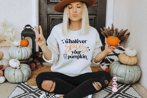 Whatever Spices Your Pumpkin, Fall Vibes, Halloween, Halloween Pumpkin Retro SVG Cut File Printable PNG Silhouette Cricut Sublimation