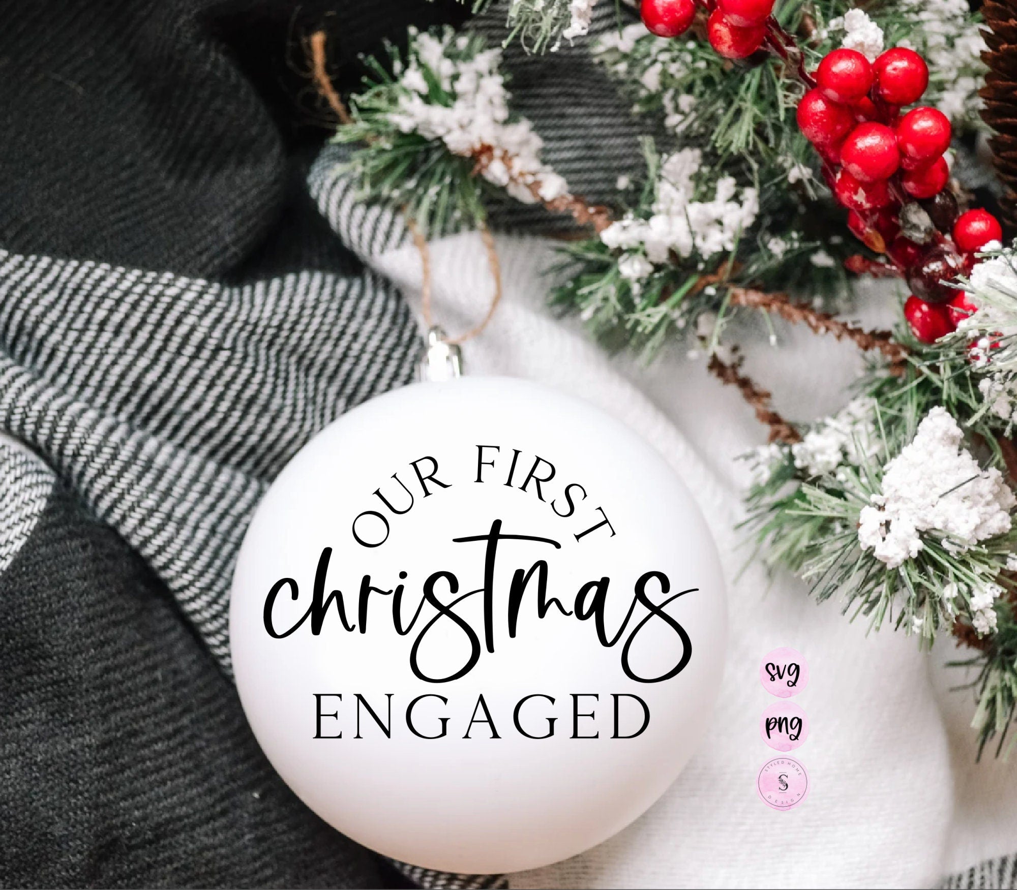 Our First Christmas Engaged SVG, Christmas Engagement Ornament, SVG, Team Nice, Christmas, Svg Cut File, Cricut  PNG Sublimation
