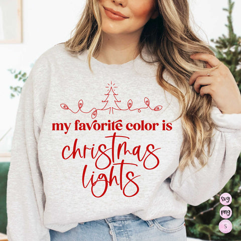 My Favorite Color is Christmas Lights SVG, Team Nice, Retro Tinsel in a Tangle Christmas Svg Cut File • Cricut • Silhouette PNG Sublimation