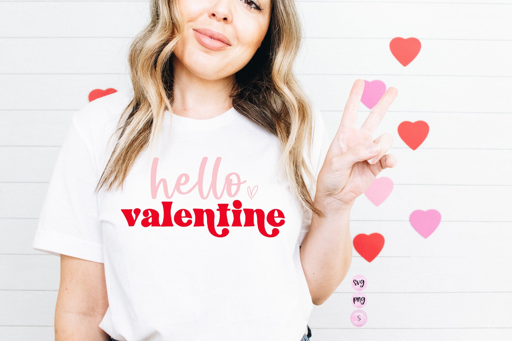 Hello Valentine, Valentine's Day Matching SVG Cut File Printable PNG Silhouette Cricut Sublimation