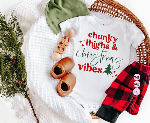 Chunky Thighs Christmas Vibes, Thick Thighs Christmas Vibes, Winter SVG, Christmas, Baby Romper Winter SVG and PNG Sublimation Design