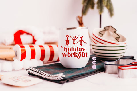Holiday Workout Svg, Wine, Holly Jolly SVG, Christmas, Svg Cut File, Cricut  PNG Sublimation