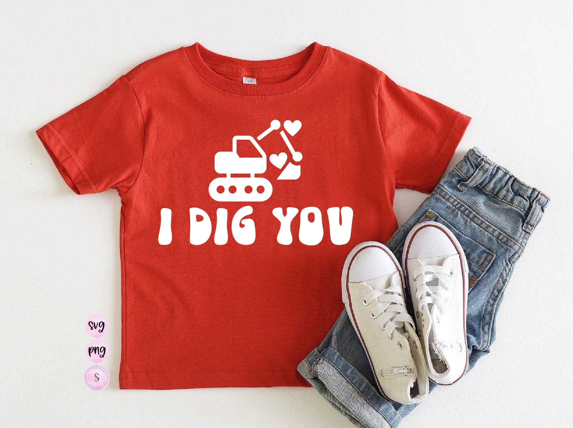 I Dig You Toddler Digger Truck Valentine's Day SVG, Matching SVG Cut File Printable PNG Silhouette Cricut Sublimation