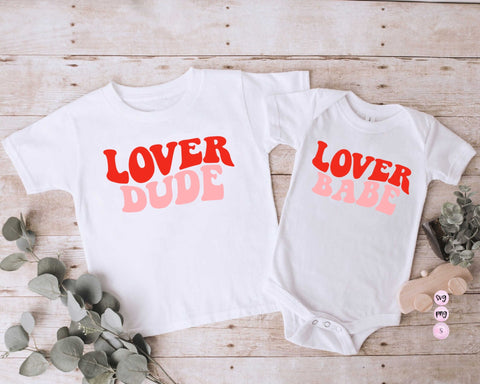 Lover Dude Lover Babe, Loved Mama Loved Mini Svg, Retro, Valentine's Day Svg, Matching SVG Cut File Printable PNG Cricut Sublimation