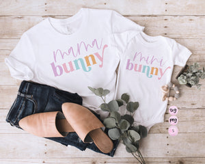 Mama Bunny Mini Bunny Svg, Easter Svg, Mom and Me Matching Farmhouse Boho Svg, Spring, Easter SVG Cut File, Printable PNG Cricut Sublimation