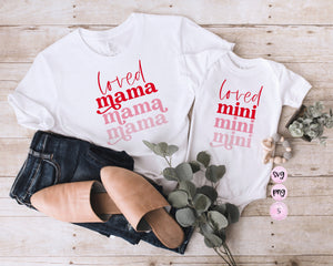 Loved Mama, Mini, Love You Most Love You More, Valentine's Day Sublimation Design, Matching, SVG Cut File Printable PNG Cricut Sublimation