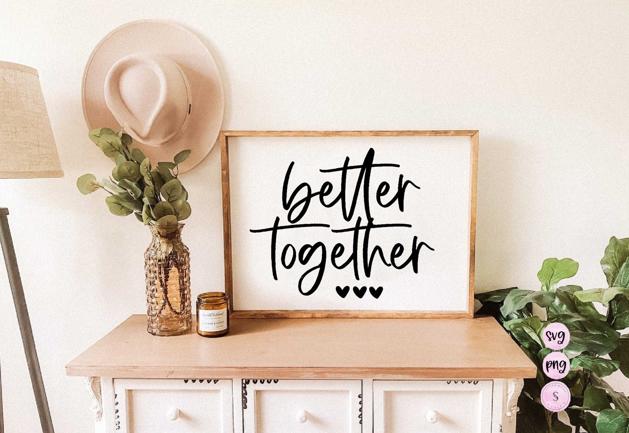 Better Together, Love More Worry Less Svg, Wood Sign Svg, Valentine's Day SVG, Matching SVG Cut File, Printable PNG, Cricut, Sublimation