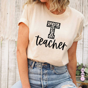 Teacher SVG, Leopard Letter Svg, Teacher Shirt SVG, Teacher Coffee Mug, Teacher Tote Bag, Teacher Printable PNG Cricut Sublimation Design