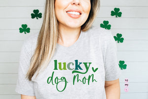 Lucky Dog Mom Svg, Happy Go Lucky , Lucky Mama SVG, Retro Boho Rainbow St. Patricks Day Design Sublimation PNG St. Pattys Day T Shirt