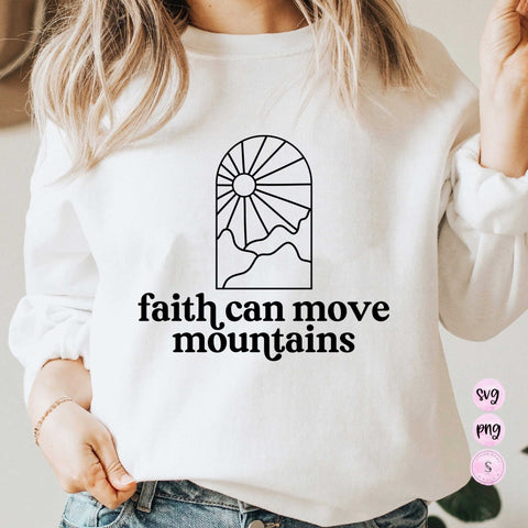 Faith Can Move Mountains Svg, Minimal Svg, Bible Verse, Christian Shirts Bundle, SVG Cut File Printable PNG Silhouette Cricut Sublimation