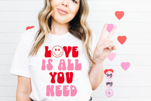 Love Is All You Need Svg,  Retro, Kids Valentines, Valentine's Day SVG, Matching SVG Cut File Printable PNG Cricut Sublimation