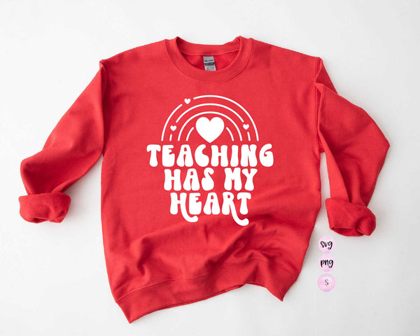 Teaching Has My Heart Svg, Teacher,  School SVG, Teacher Appreciation Gift Teacher Printable PNG Silhouette Cricut Sublimation Design