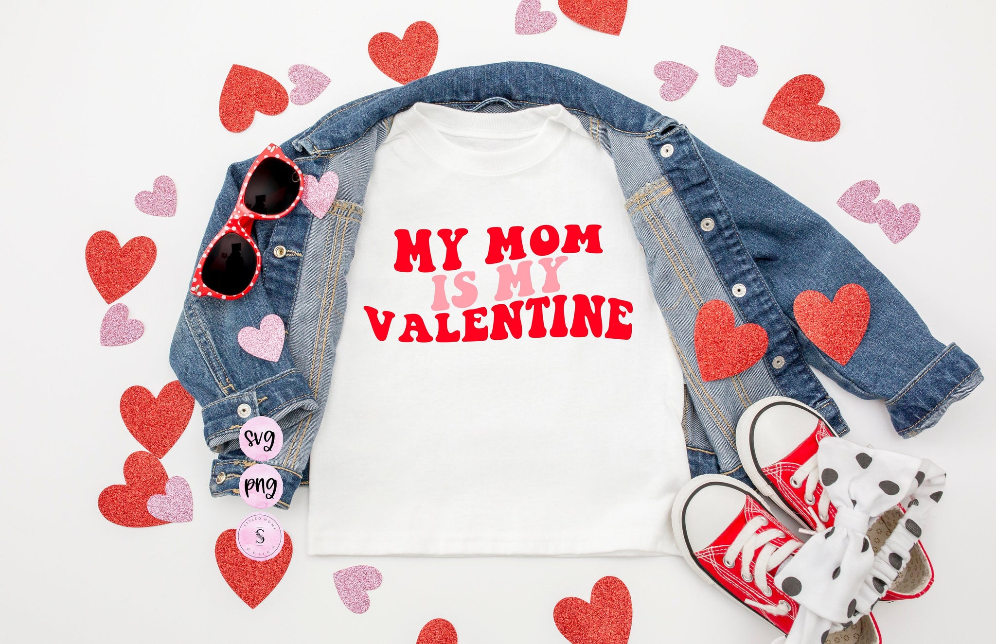 My Mom is My Valentine, Mama's Valentine, Cupid, Valentine's Day Matching SVG Cut File Printable PNG Silhouette Cricut Sublimation