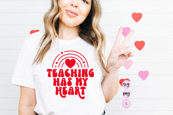 Teaching Has My Heart Svg, Teacher,  School SVG, Teacher Appreciation Gift Teacher Printable PNG Silhouette Cricut Sublimation Design