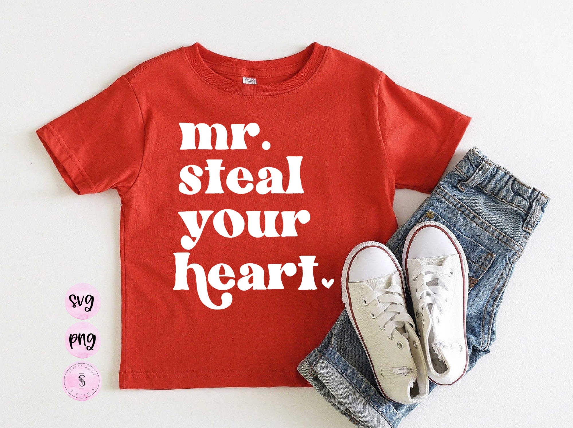 Mr Steal Your Heart Toddler Retro Valentine's Day SVG, Matching SVG Cut File Printable PNG Silhouette Cricut Sublimation