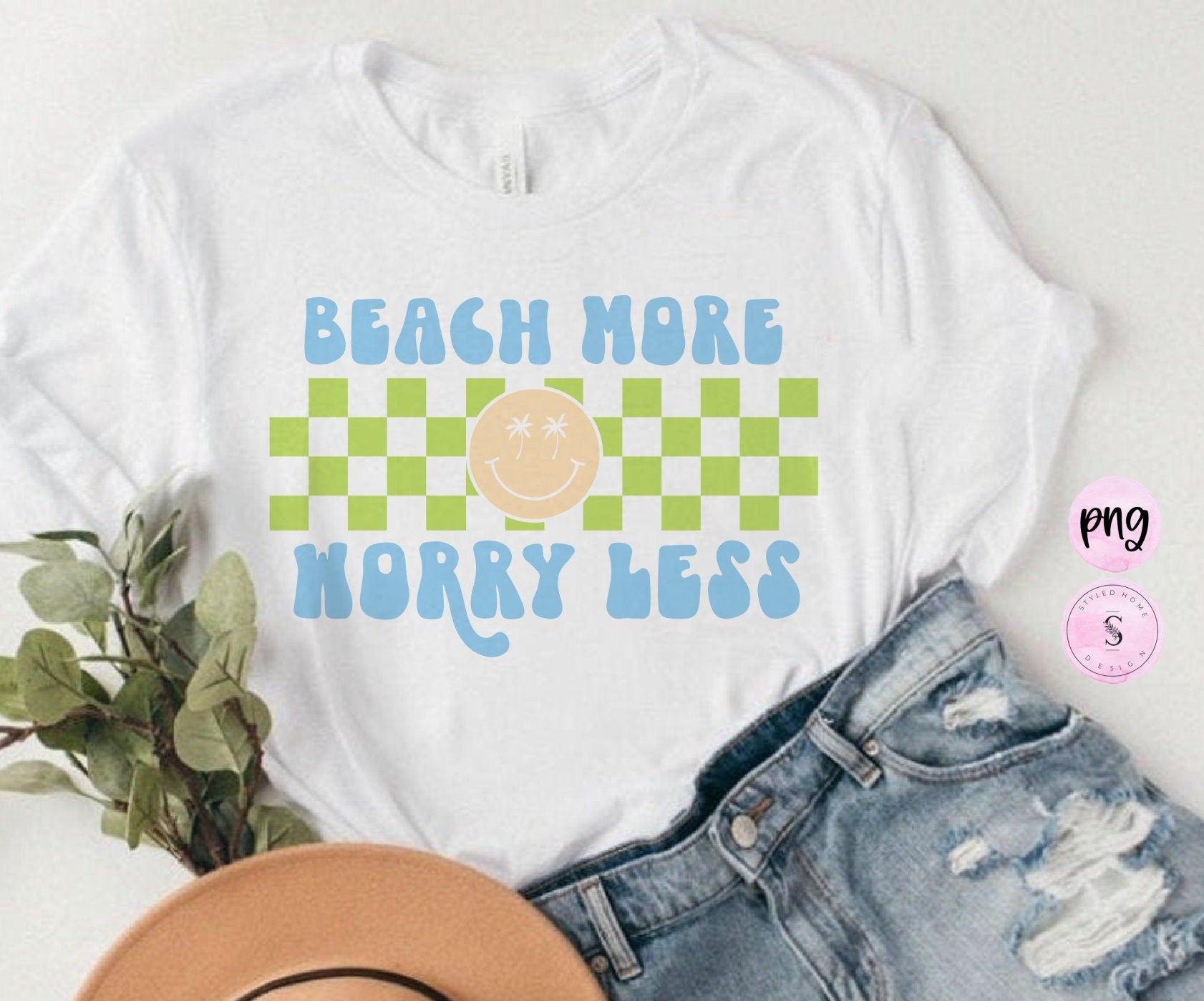 Beach more worry less png, Beach bum png, Retro , Wavy Text, Retro png, Vacay png, Printable PNG Cricut Sublimation