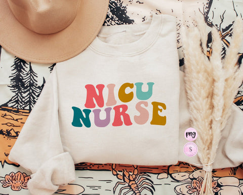 Nicu Nurse Sublimation PNG, Retro Wavy text, Mothers Day Printable PNG Cricut Sublimation
